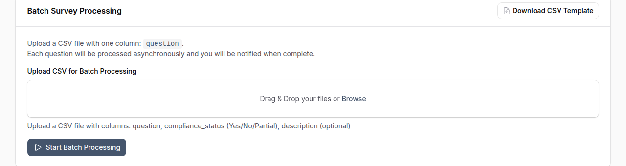 Batch Survey Processing